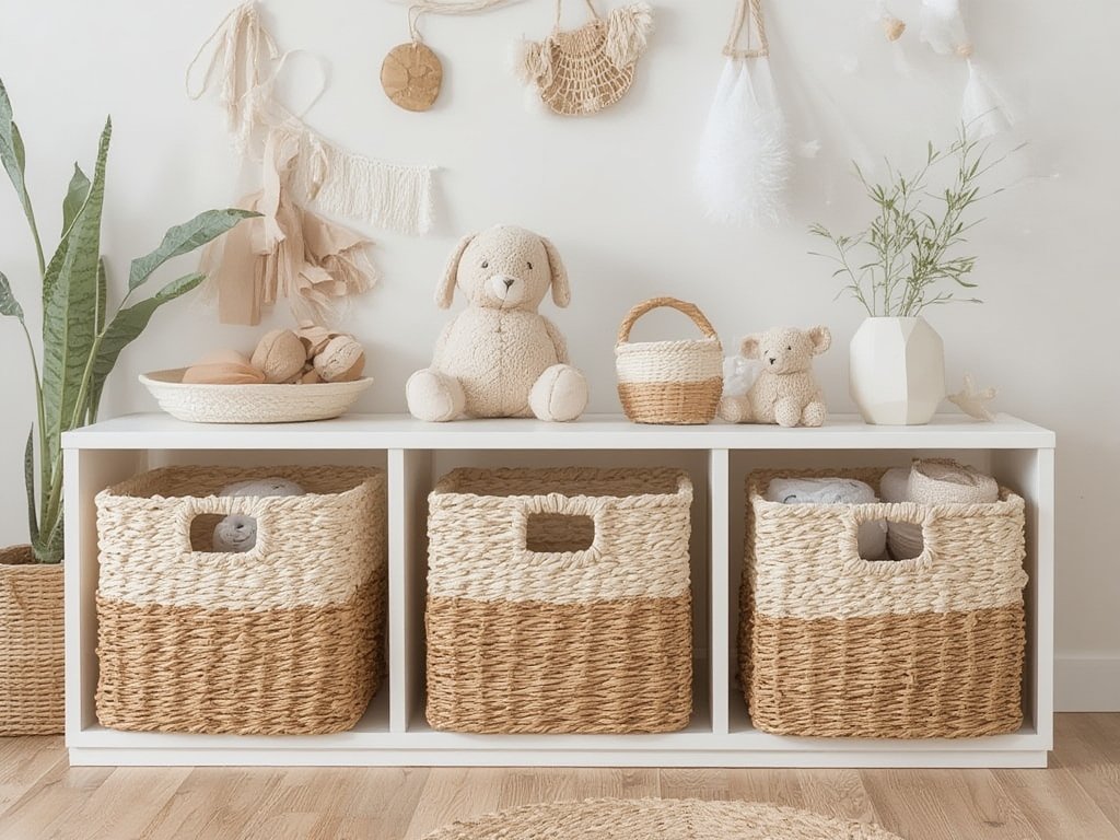 Sustainable nursery with wooden storage solutions